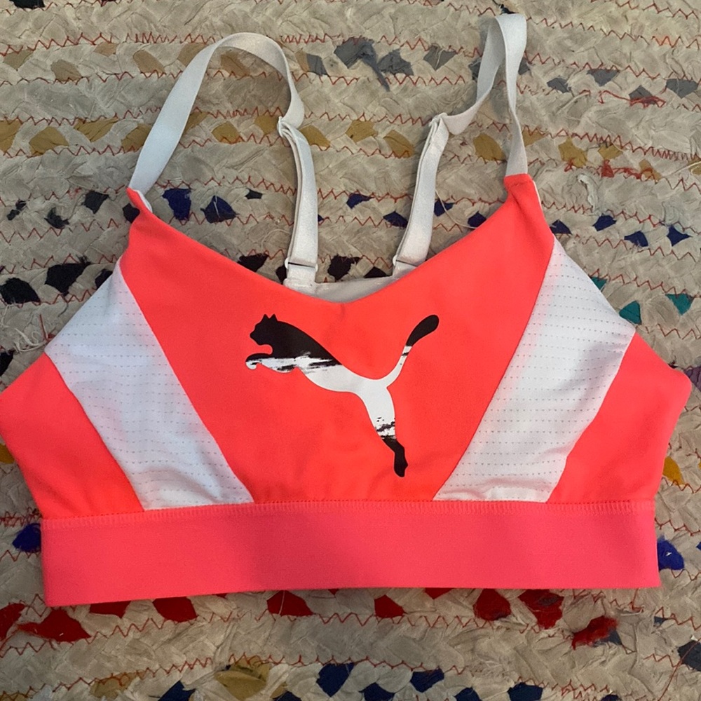 Puma White/Pink Sports Bra Size S